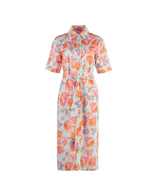 St. John Red Shirt Dresses