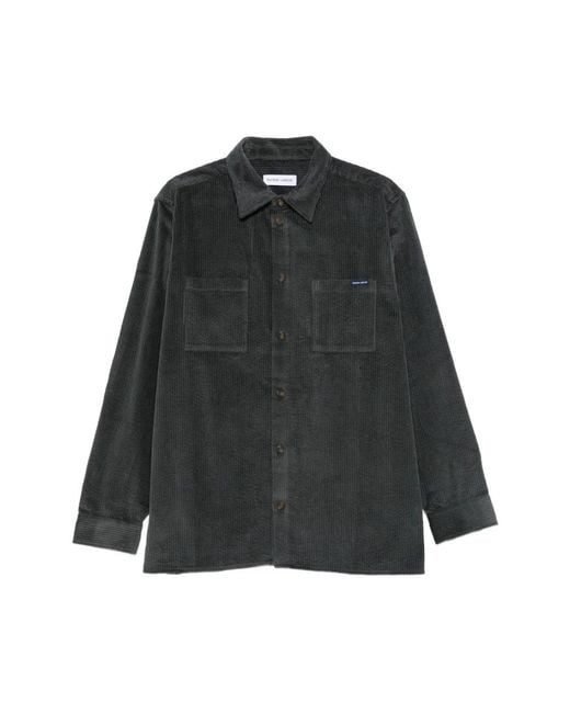 Maison Labiche Jassen ,Groen ,Katoen Donkergrijze Corduroy Knoopshirt in het Black voor heren