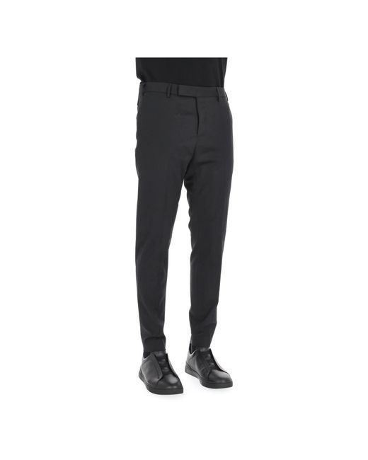 PT Torino Black Slim-Fit Trousers for men