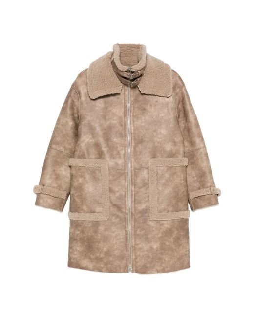 Single-Breasted Coats Jakke de color Natural