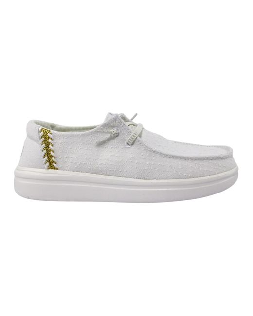 HeyDude White Laced Shoes