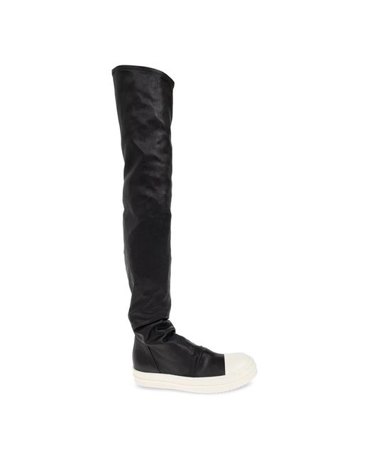 Rick Owens Black Over-Knee Boots