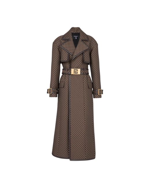 Balmain Coats > Belted Coats in het Brown