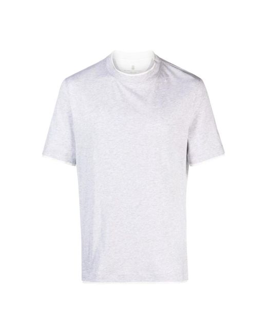 Brunello Cucinelli Graues baumwoll-t-shirt für männer in White für Herren