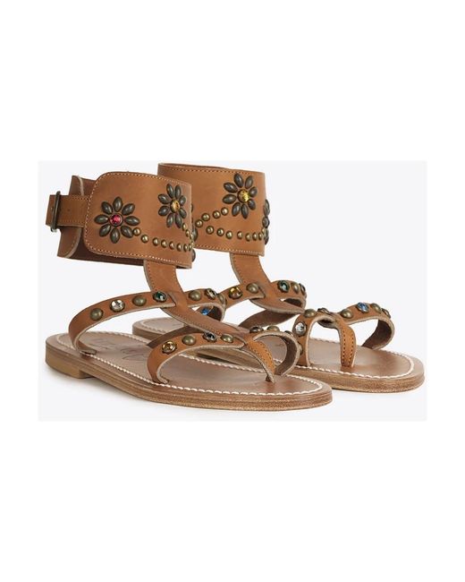 K. Jacques Brown Flat Sandals