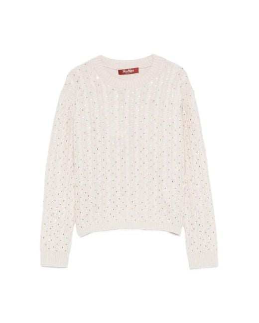 Round-Neck Knitwear Max Mara de color White