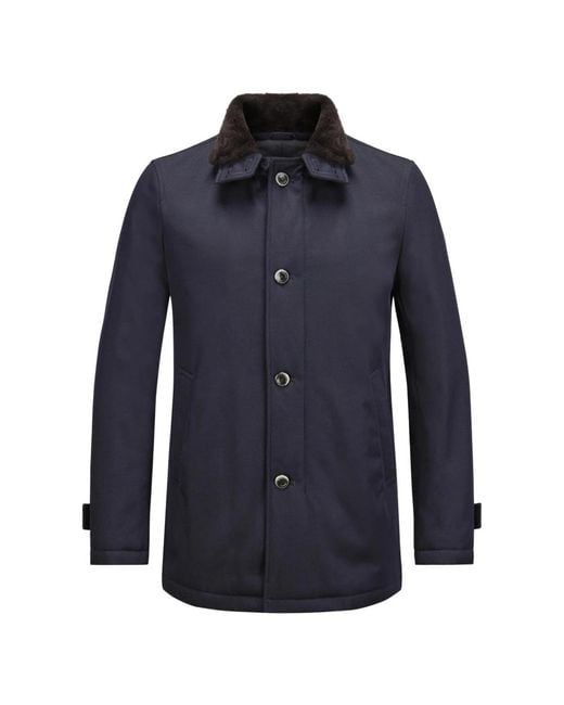 Single-Breasted Coats Herno de hombre de color Blue