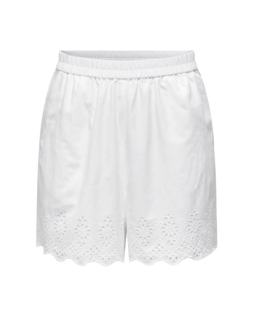 ONLY White Kurze bestickte shorts