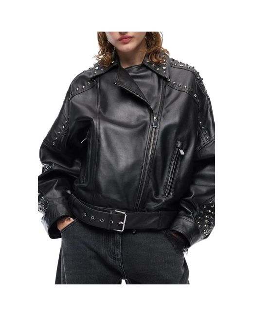 Leather Jackets Pinko de color Black