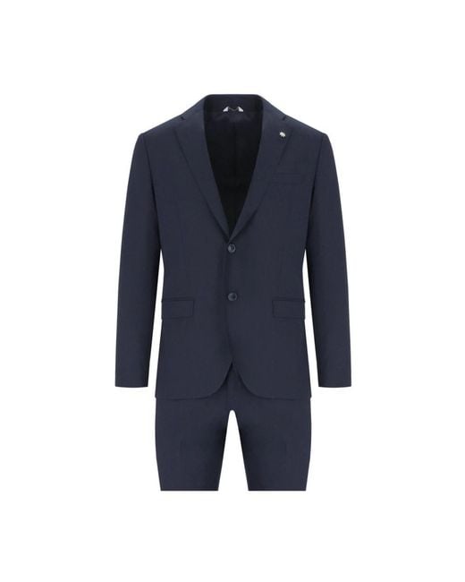 Manuel Ritz Blue Single Breasted Suits for men