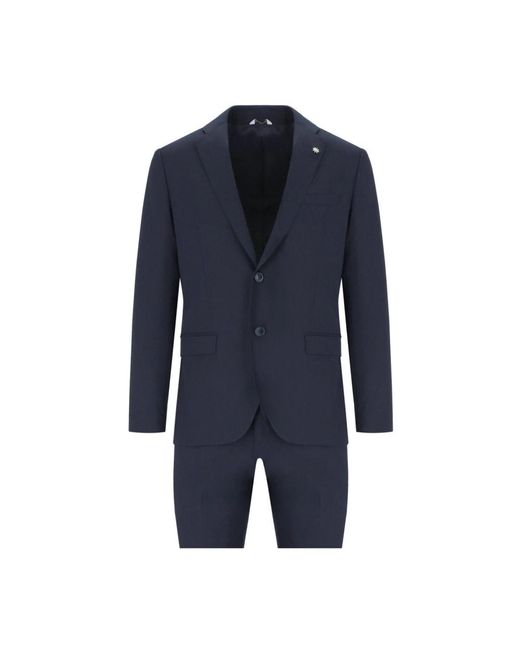 Manuel Ritz Kostuums ,Blauw ,Polyester Donkerblauw Single-Breasted Pak in het Blue voor heren