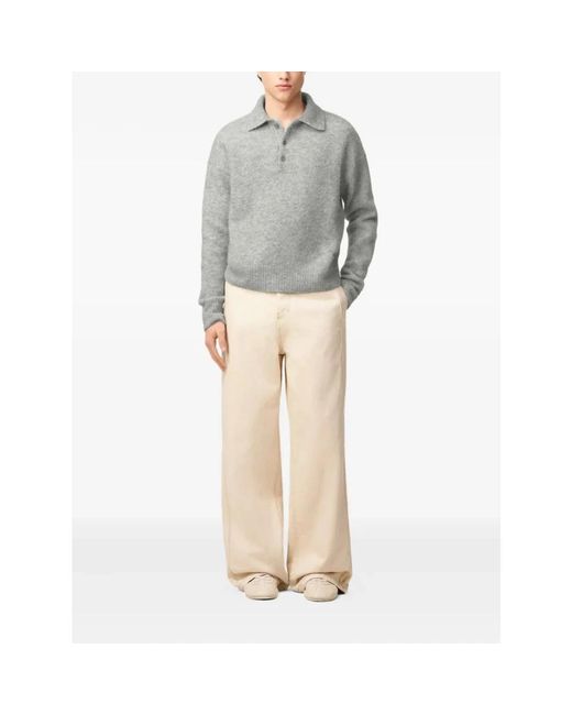 AMI Gray Round-Neck Knitwear for men