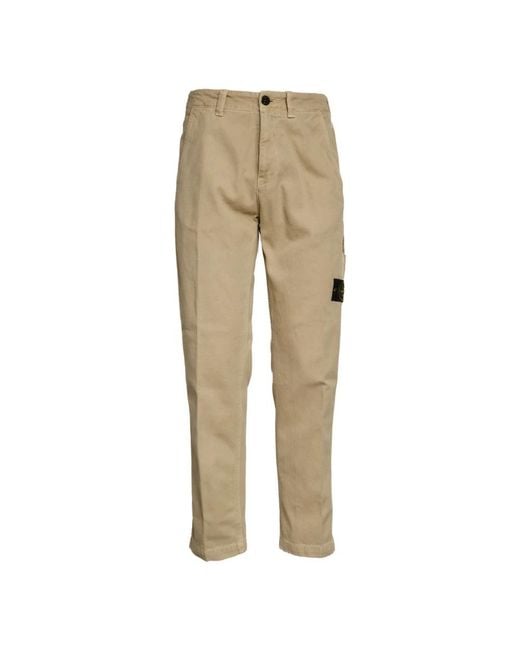 Stone Island Natural Straight Trousers for men