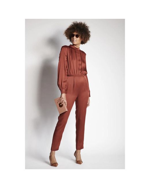 Veronica Beard Jumpsuits & Playsuits ,Bruin ,Polyester Baksteenkleurige Jumpsuit Voor Modebewuste Vrouwen in het Red