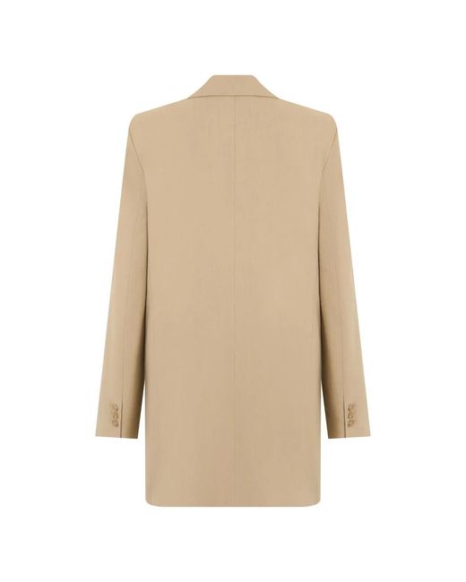 Alberta Ferretti Lange, Single-Breasted Blazer in het Natural