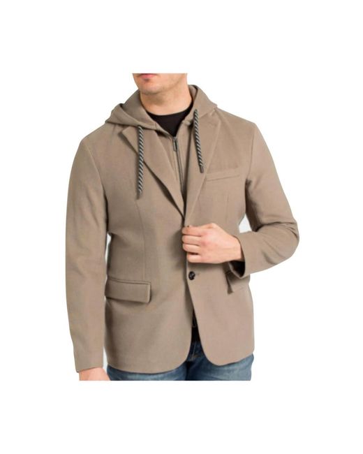 Armani Jassen ,Wol Kasjmierwol Hooded City Jacket in het Brown voor heren