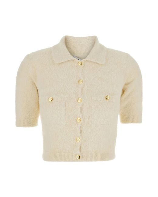 Elisabetta Franchi Truien & Vesten ,Kortemouw Cardigan in het Natural