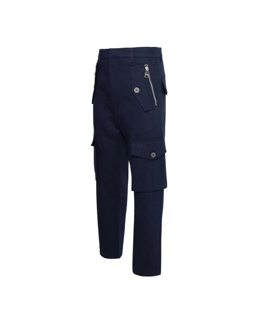Balmain Blue Straight Trousers for men