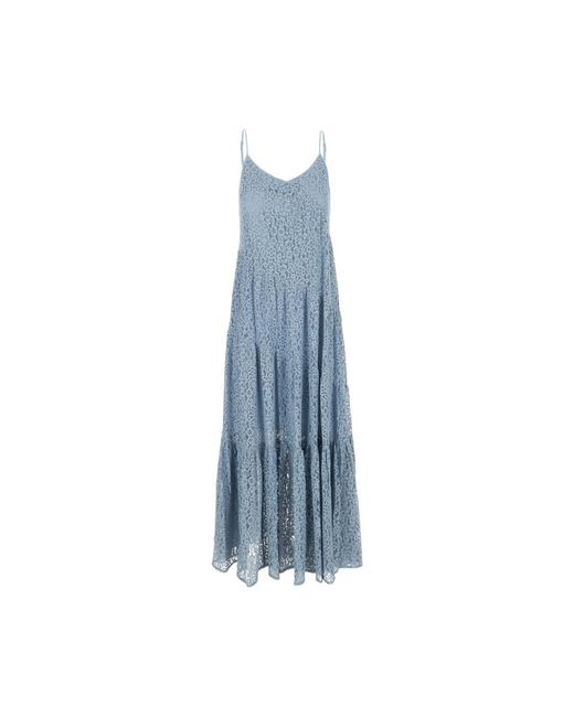 Michael Kors Kleedjes ,Blauw ,Polyester Bloemenkant Getrapte Slipdress in het Blue