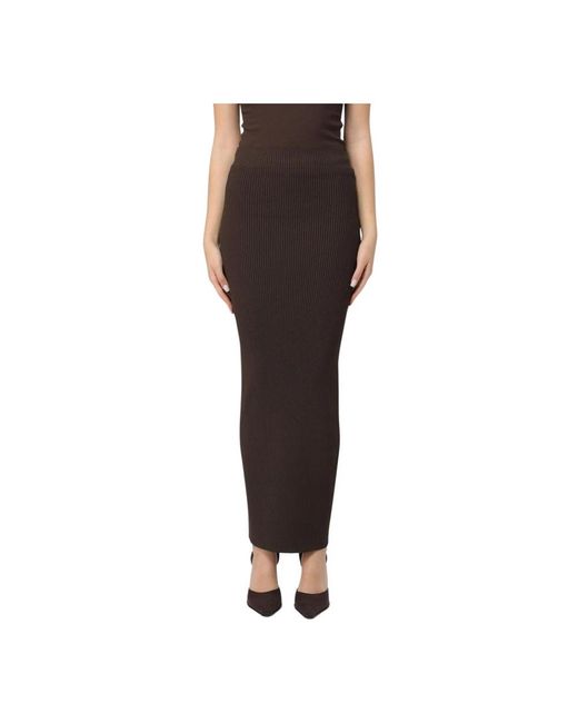 Max Mara Rokken ,Bruin ,Polyester Aprile Ribgebreide Maxi Rok in het Black