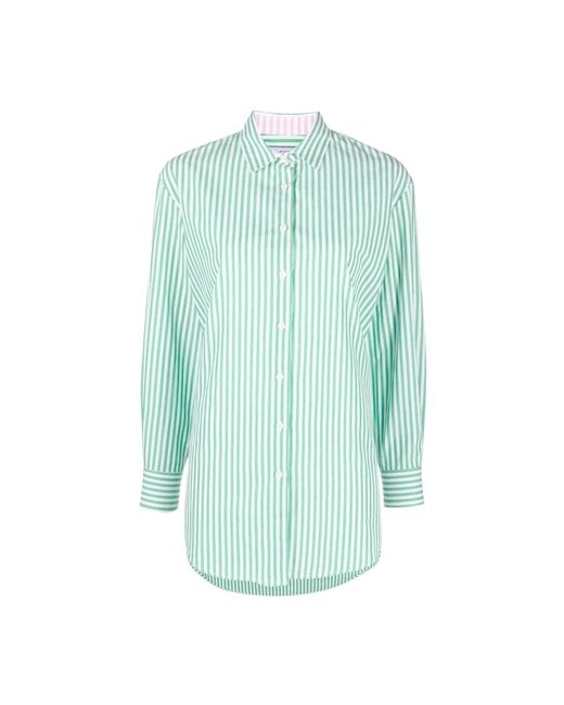 Camisa a rayas de algodón verde Mc2 Saint Barth de color Blue