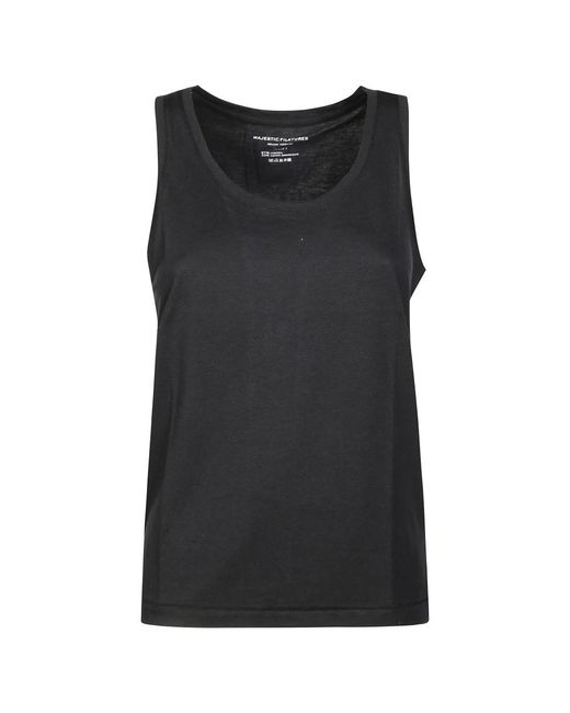 Majestic Filatures Black Sleeveless Tops