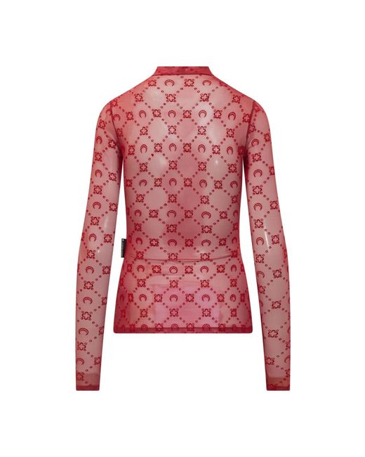 MARINE SERRE Red Long Sleeve Tops