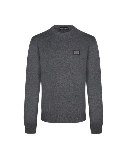 Dolce & Gabbana Gray Round-Neck Knitwear for men