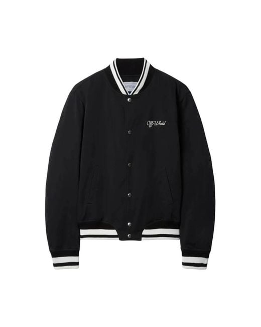 Off-White c/o Virgil Abloh Script Varsity Jacket in Black für Herren