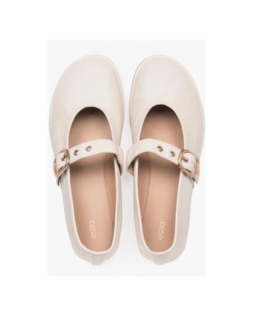 ESTRO White Ballerina Shoes