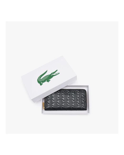 Lacoste Accessoires ,Zwart ,Leer Maheki Leren Portemonnee in het Black