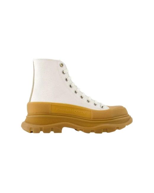 Alexander McQueen Yellow Lace-Up Boots