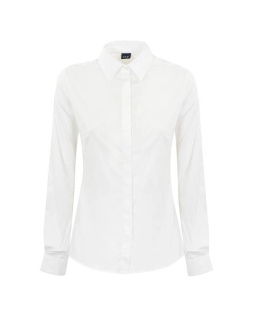 Camisa blanca algodón manga larga Fay de color White