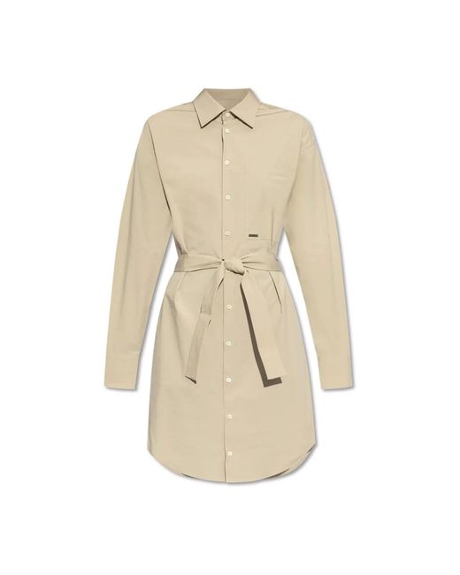 DSquared² Kleedjes ,Katoen Jurk Met Riem in het Natural