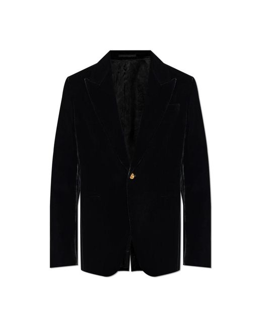 Versace Jassen ,Zwart ,Katoen Velvet Single-Breasted Blazer in het Black voor heren