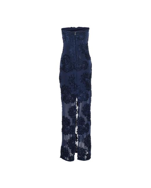 ROTATE BIRGER CHRISTENSEN Blue 3D Mesh Maxi Kleid