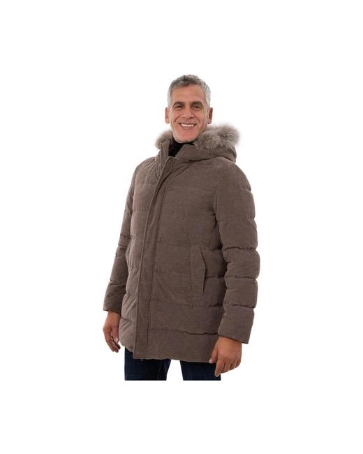 Herno Jassen ,Bruin ,Katoen Bruine Katoenen Hoodie Jas in het Brown voor heren