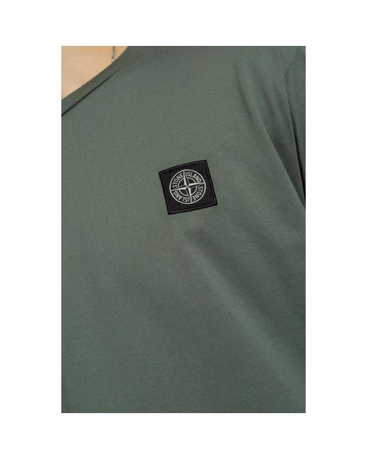Stone Island T-shirt mit logo-patch in Green für Herren