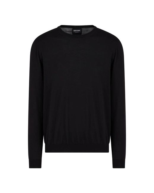 Giorgio Armani Black Round-Neck Knitwear for men