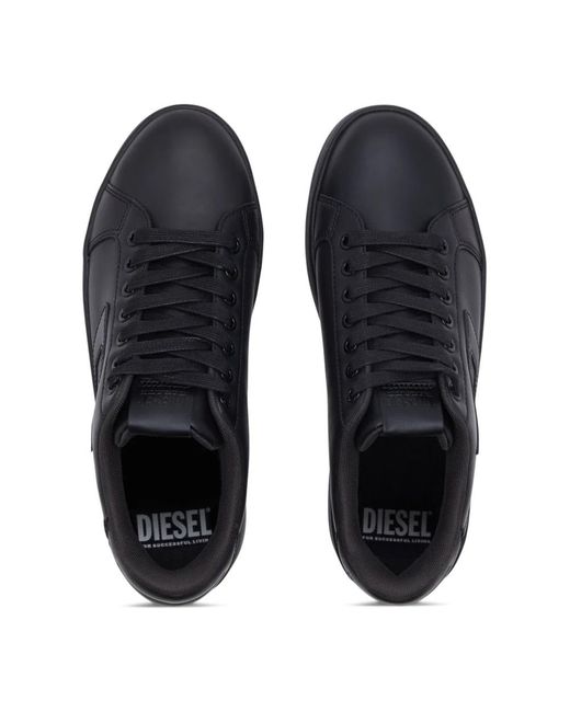 DIESEL Black Leder plateau sneaker