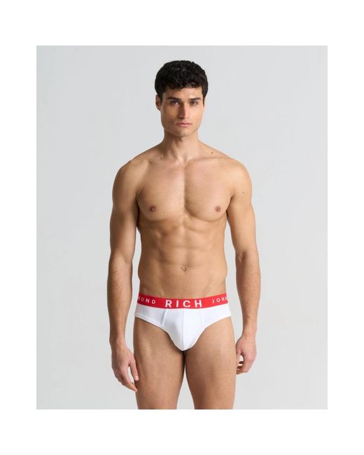 John Richmond Ondergoed ,Wit ,Katoen Low-Rise Witte Katoenen Slips in het White voor heren