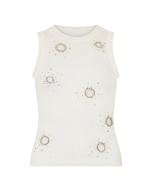 Des Phemmes White Sleeveless Tops