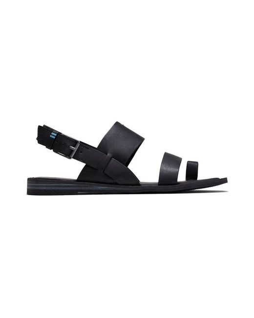 TOMS Blue Schwarze Leder Freya Sandale