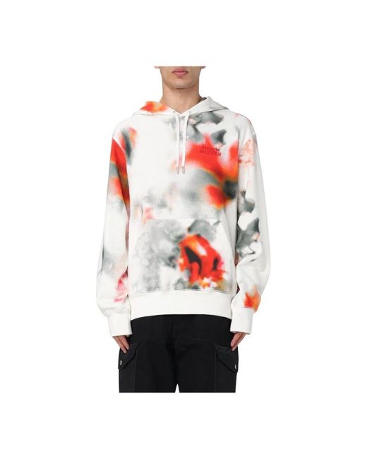 Alexander McQueen Weiße Spray Paint Print Hoodie in Red für Herren