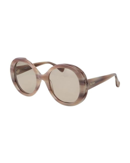 Max Mara Natural Creme Damen Runde Sonnenbrille Uv-Schutz