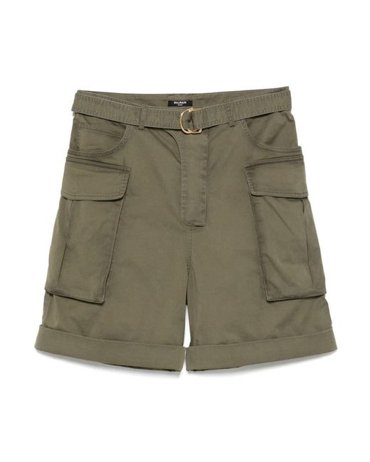 Balmain Green Casual Shorts for men