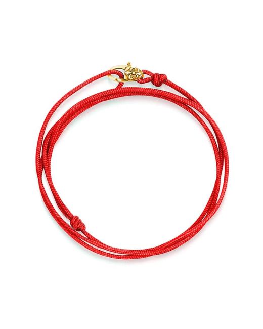 Nialaya Wrap-Around String Bracelet With Sterling Plated Lock in het Red voor heren
