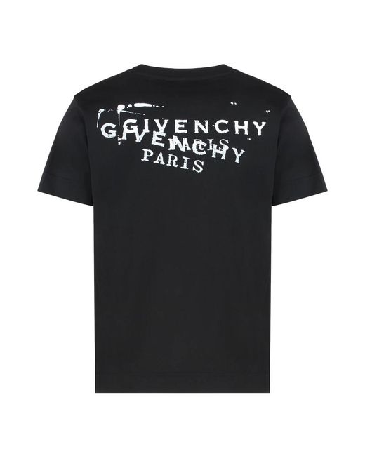 Givenchy Tops ,Zwart ,Katoen T-Shirt Van Katoen Met Stamp-Print in het Black