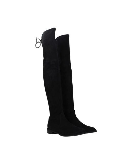 Stuart Weitzman Black Schwarze Wildleder Freizeit Stiefel Mit Selbstbindung
