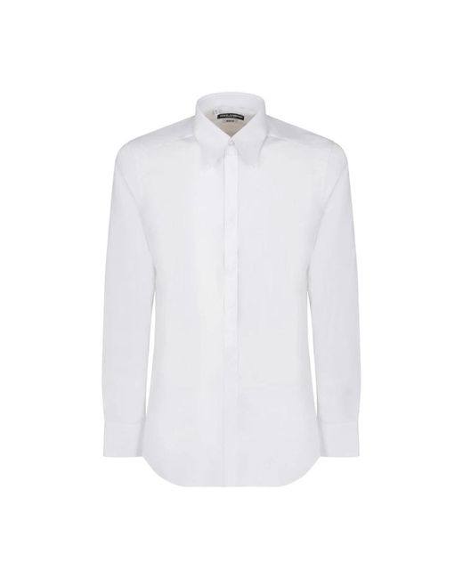 Dolce & Gabbana Weiße baumwollbluse mit spitzkragen in White für Herren